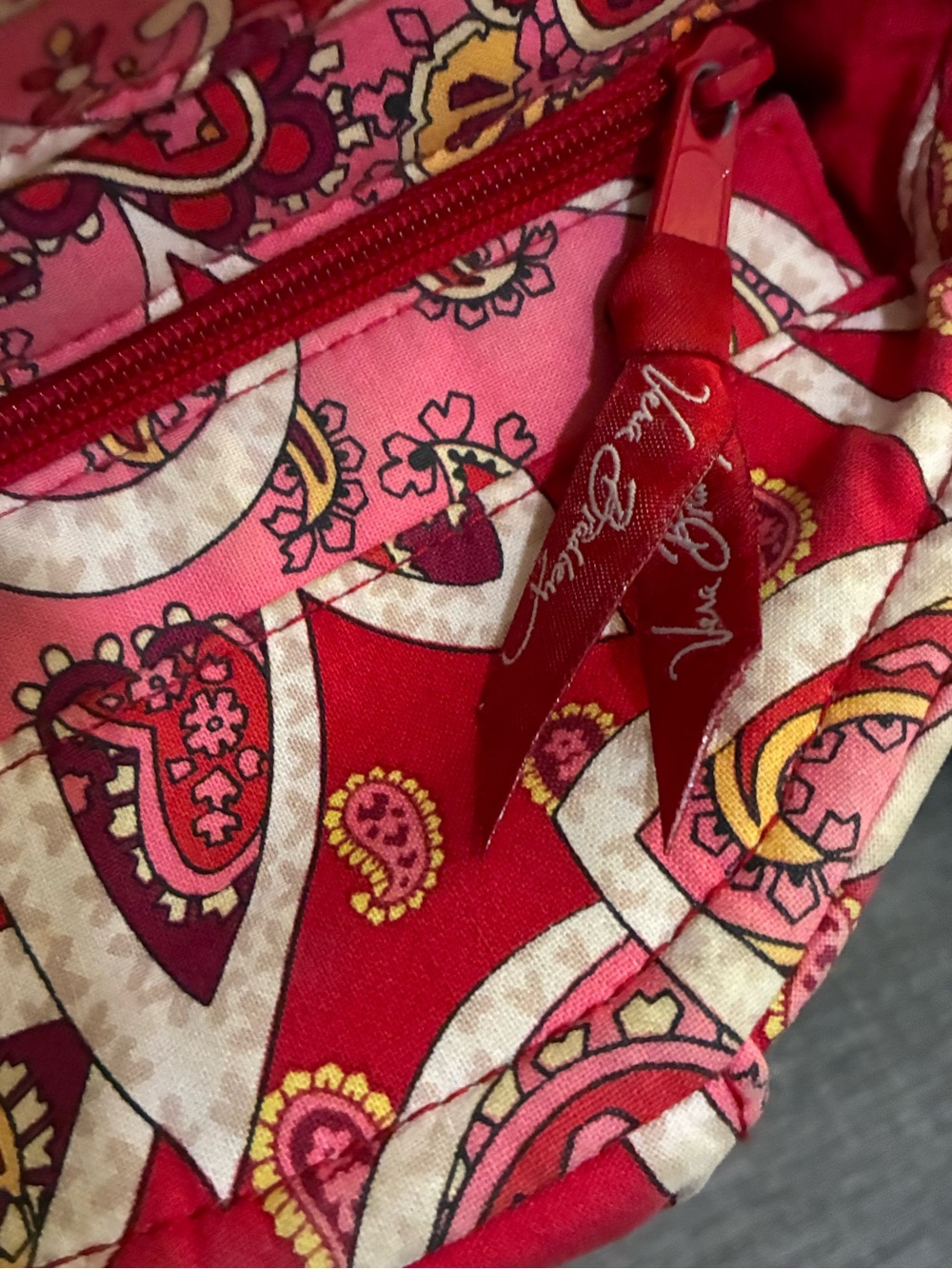 Vera Bradley Quilted Paisley Tote Bag in Red and Pink - Picture 7 of 9